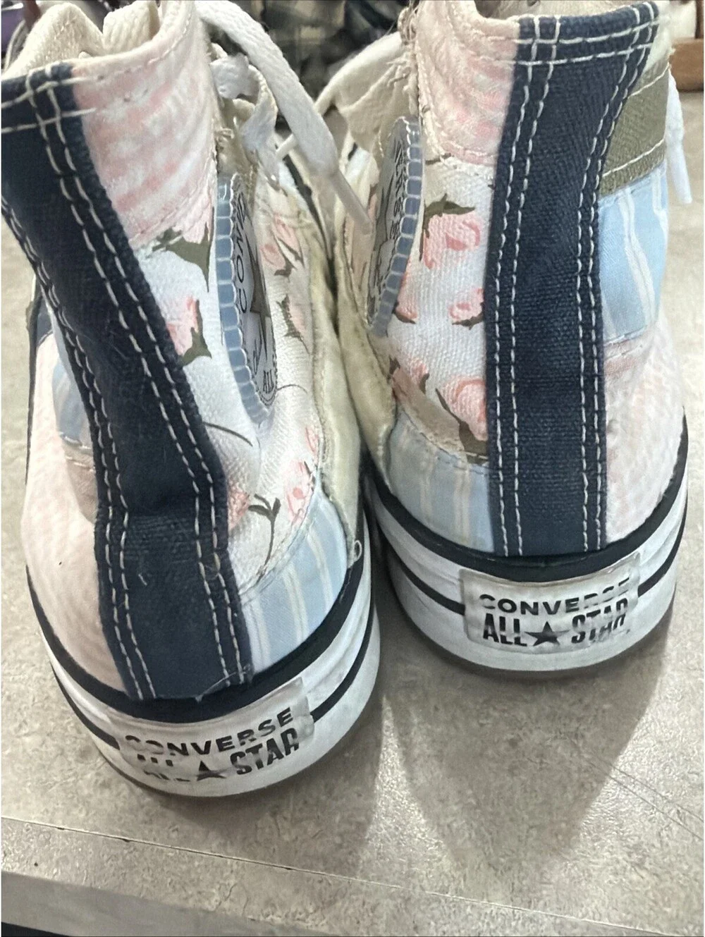 Converse Chuck Taylor All Star Kid High Top Floral Patchwork Canvas Lace Up Sz 3